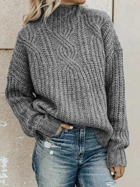 Round Neckline Solid Casual Loose Regular Sweater